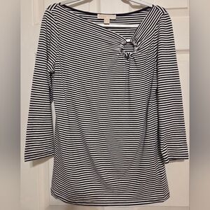 Michael Kors Women's Striped Cotton / Spandex  3/4 Sleeve Top. Size M